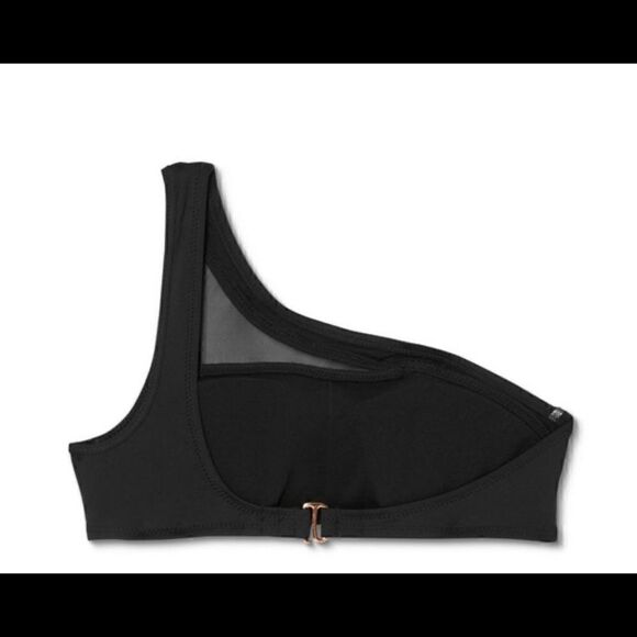 Shade & Shore brand black one shoulder bikini top with mesh details. NWT - Picture 2 of 4